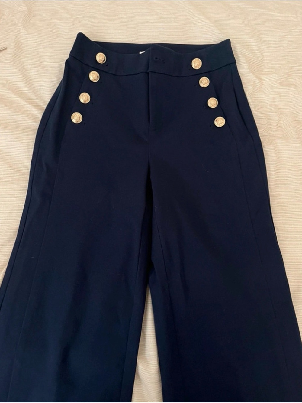 Charter Club Navy Wide-Leg Sailor Pants with Gold Buttons